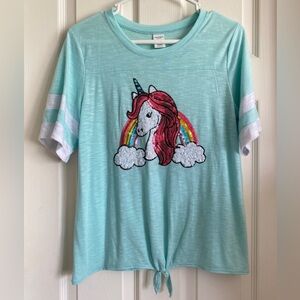 Arizona Girl’s 20 PLUS XXL Tshirt Unicorn Sequin Knot Hem